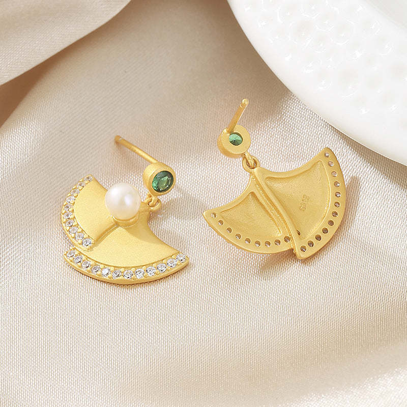 s925 Sterling Silver Akoya Pearls Fan Earrings | Mix Mix Style [Hot Seller]-Mix MIx Style