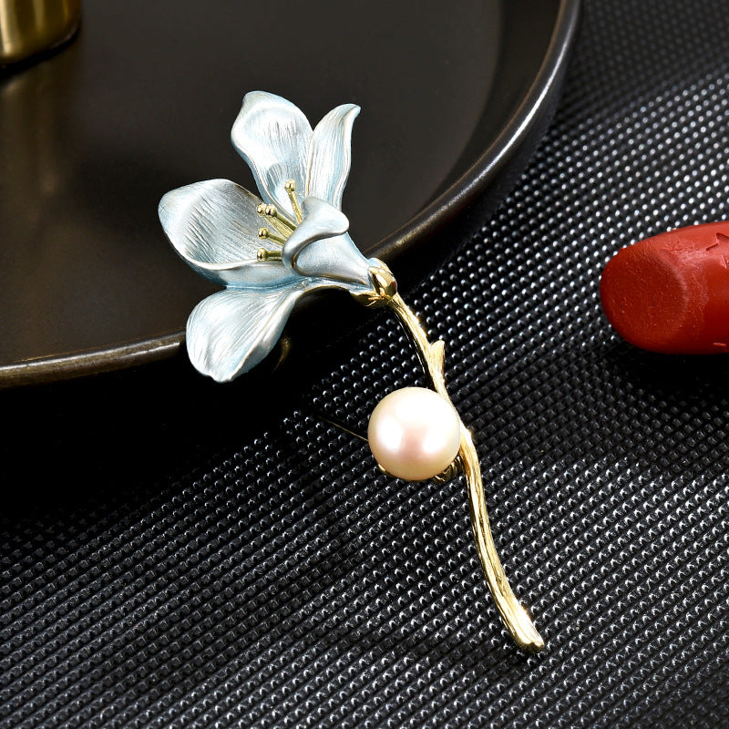 Chinese style, cool and elegant, exquisite and versatile, high-end freshwater pearl magnolia coat brooch-Mix MIx Style