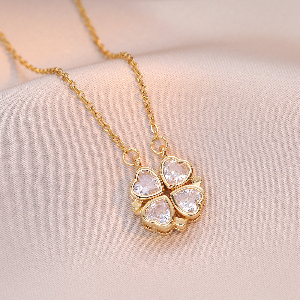 Colored gemstones necklace four-leaf flower necklace Mix Mix Style [Hot Seller]-Mix MIx Style