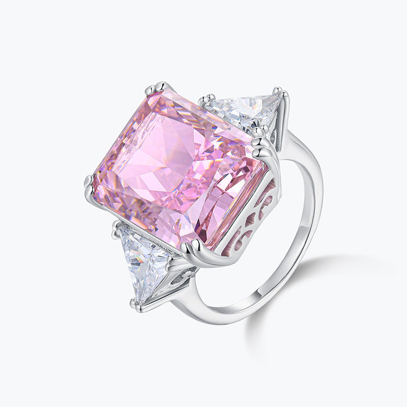 Glam Radiant Cut Diamond 5ct Pink 18k White Gold Plated Engagement Ring | Mix Mix Style-Mix MIx Style