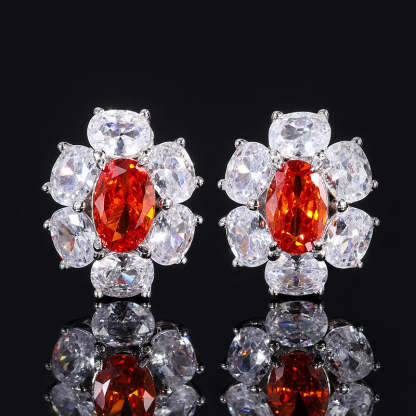 European and American style new S925 all-over silver suit simulated orange-red small pigeon egg pendant main 7*9-4*6-Mix MIx Style