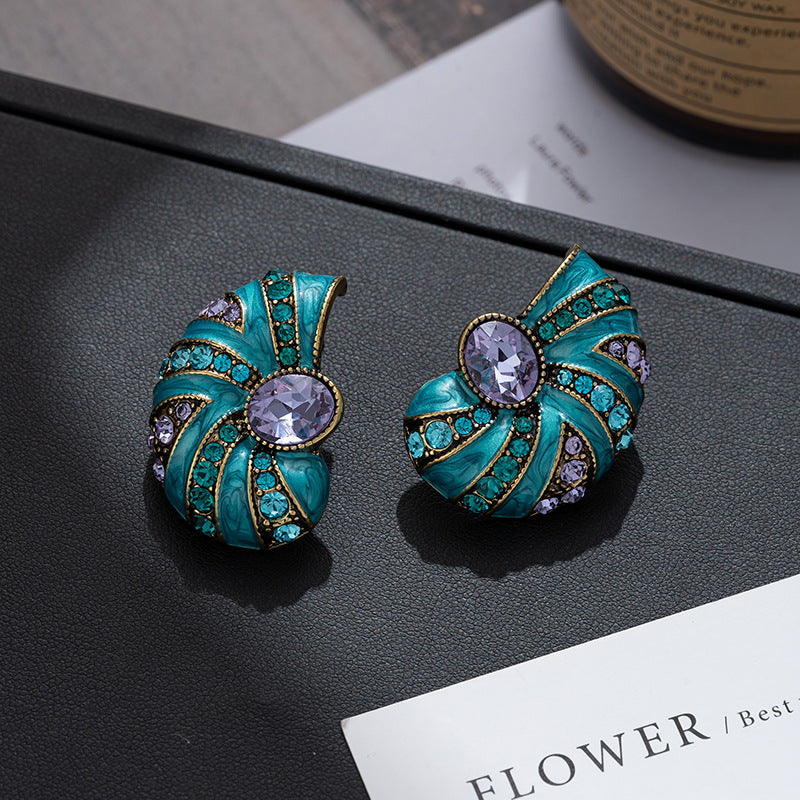 Vintage medieval earrings for women retro color oil drop palace style earrings new Chinese style French temperament earrings-Mix MIx Style