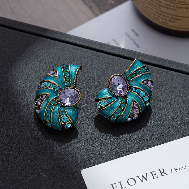 Vintage medieval earrings for women retro color oil drop palace style earrings new Chinese style French temperament earrings-Mix MIx Style