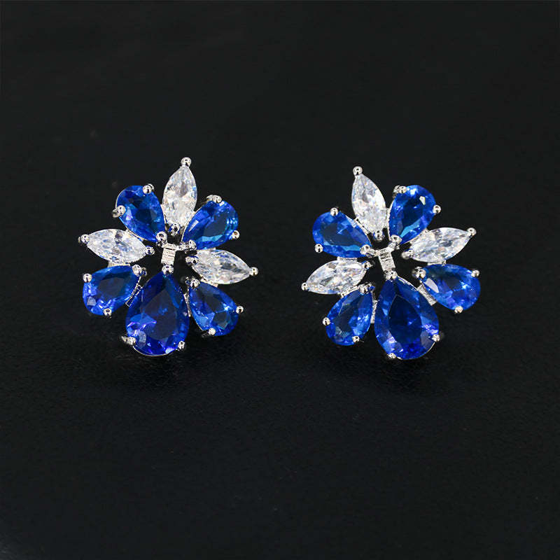 2023 New Pattern Zircon Earrings Foreign Trade Ear Clips Earrings Spot Generous Square Rice Beads Earrings Wedding Bridal Jewelry-Mix MIx Style