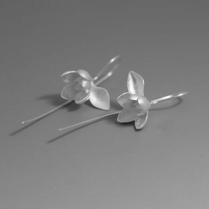 Search for original Xinyiwu sterling silver literary style new Chinese style three-dimensional magnolia flower Jiangnan temperament long earrings-Mix MIx Style