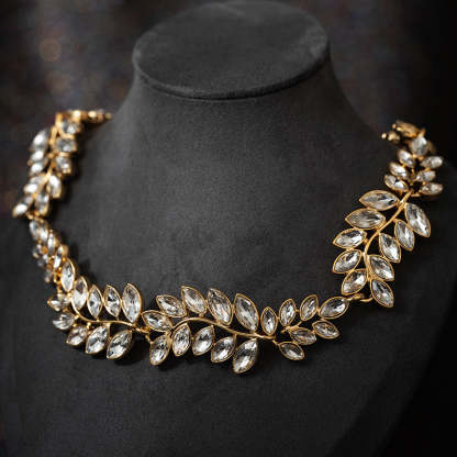 Retro Classic Green Leafs Marquise Diamonda Luxury 18k Gold Plated Necklace Earring Jewelry Set | Mix Mix Style-Mix MIx Style