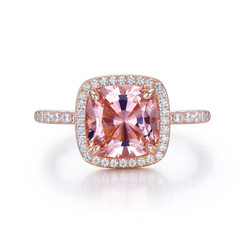 Solitarie Pink Asscher Cushion Cut Moissanite Diamonds 4ct 18k White Gold Plated Engagement Ring-Mix MIx Style