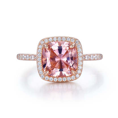Solitarie Pink Asscher Cushion Cut Moissanite Diamonds 4ct 18k White Gold Plated Engagement Ring-Mix MIx Style