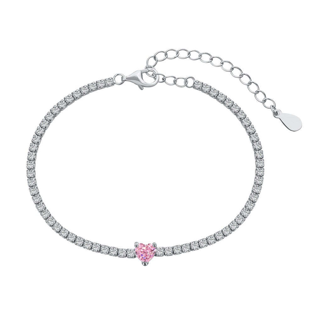 Blue - Pink - White Classic Trendy Heart Cut Moissanite Diamond Love D