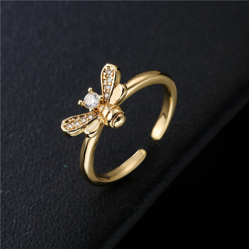 Cross-border new product INS style simple little bee ring opening design adjustable size party accessories-Mix MIx Style