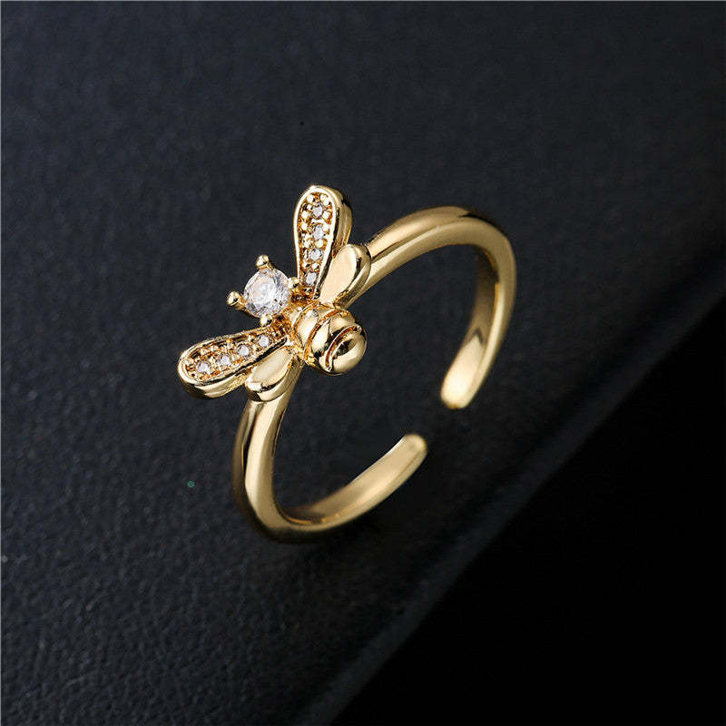 Cross-border new product INS style simple little bee ring opening design adjustable size party accessories-Mix MIx Style