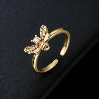 Cross-border new product INS style simple little bee ring opening design adjustable size party accessories-Mix MIx Style