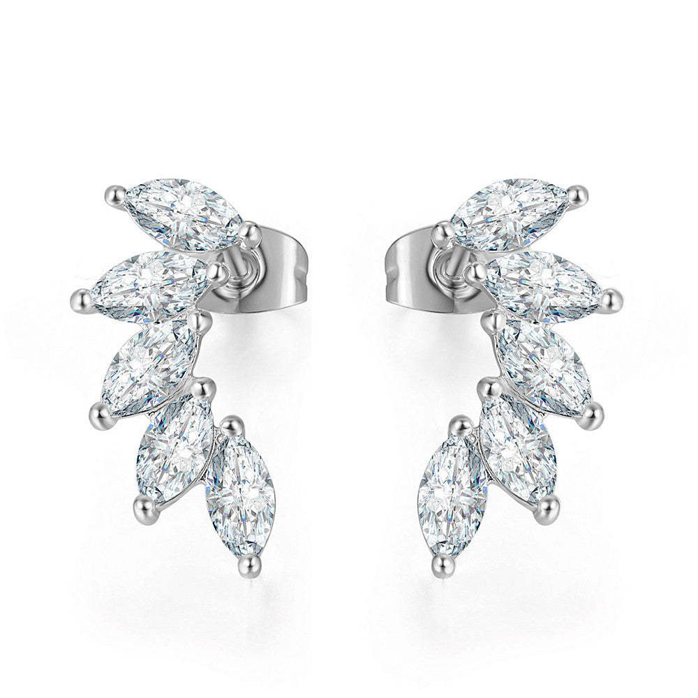 Dazzle Angel Wing Marquise Cut White Diamond 18k Rose Gold Plated Earr