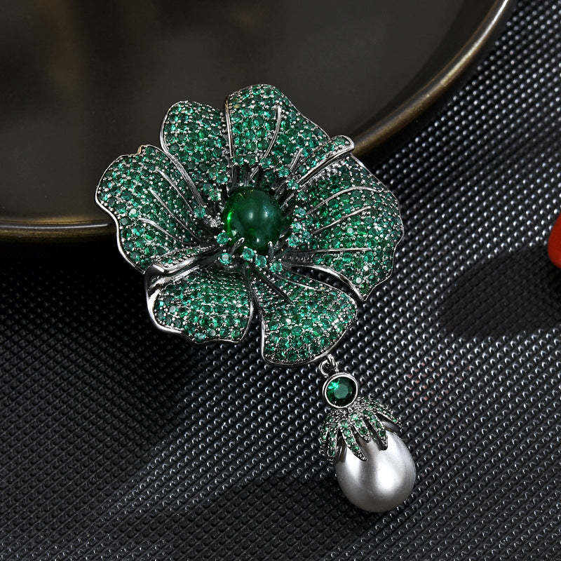 Design sense, retro temperament, European palace elegance and exquisite begonia flower brooch, classic coat, high-end accessories wholesale-Mix MIx Style