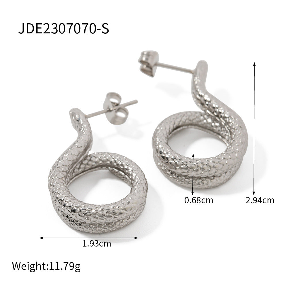 Snake Shaped Trendy Moissanite Diamonds Elegant 18k Vermeil Gold Plated Vintage Retro Drop Earrings | Mix Mix Style-Mix MIx Style