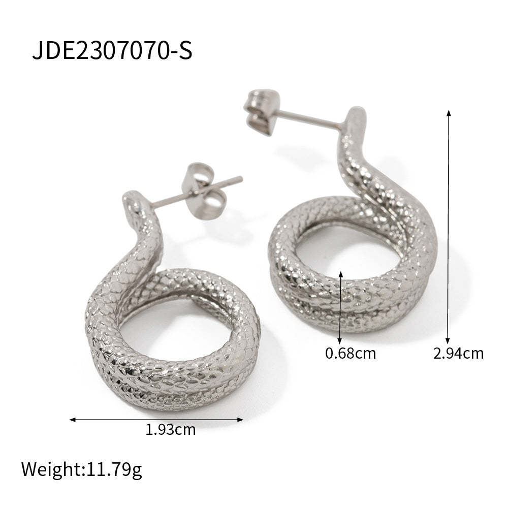 Snake Shaped Trendy Moissanite Diamonds Elegant 18k Vermeil Gold Plated Vintage Retro Drop Earrings | Mix Mix Style-Mix MIx Style