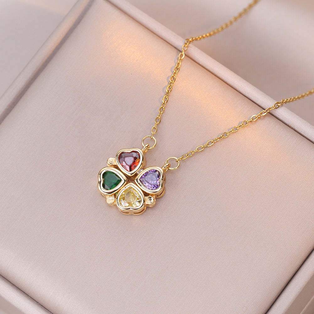 Colored gemstones necklace four-leaf flower necklace Mix Mix Style [Hot Seller]-Mix MIx Style