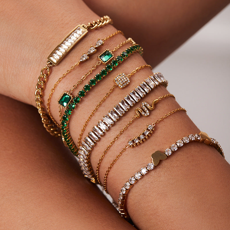 Moissanite Diamonds 18K Gold Plated and Silver Chain Bracelet | Mix Mix Style [Hot Seller]-Mix MIx Style