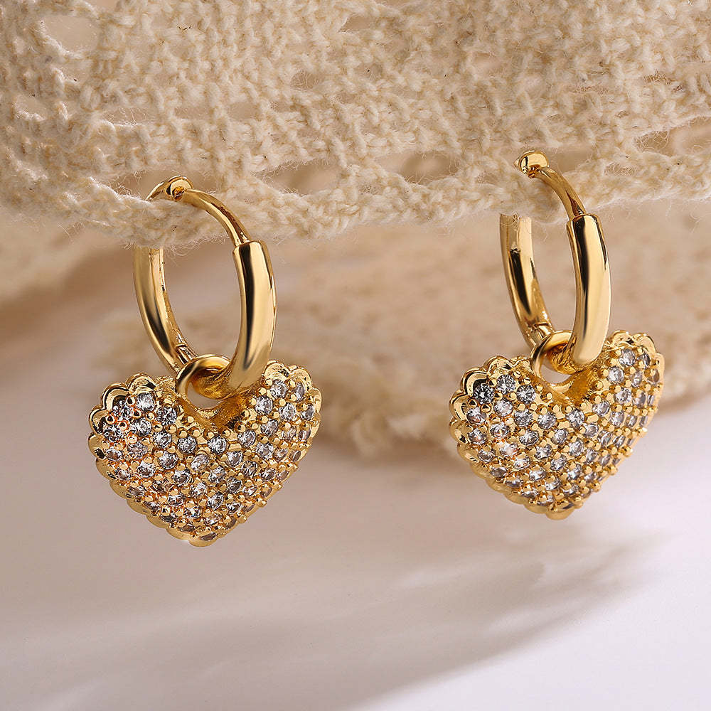 Australian and ancient cross-border hot-selling niche light luxury high-end zircon love earrings for women INS simple temperament versatile earrings-Mix MIx Style