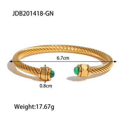 Trend C-shaped 18k Gold Plated Natural Gem Cuff Open Bracelet | Mix Mix Style-Mix MIx Style