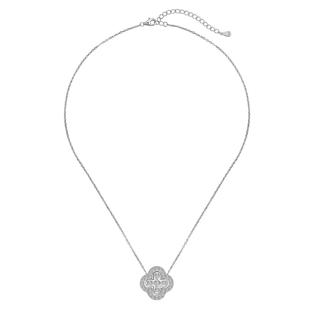 18k White Gold Plated Four-Leaf Clover Cecklace  Moissanite Jewelry-Mix MIx Style