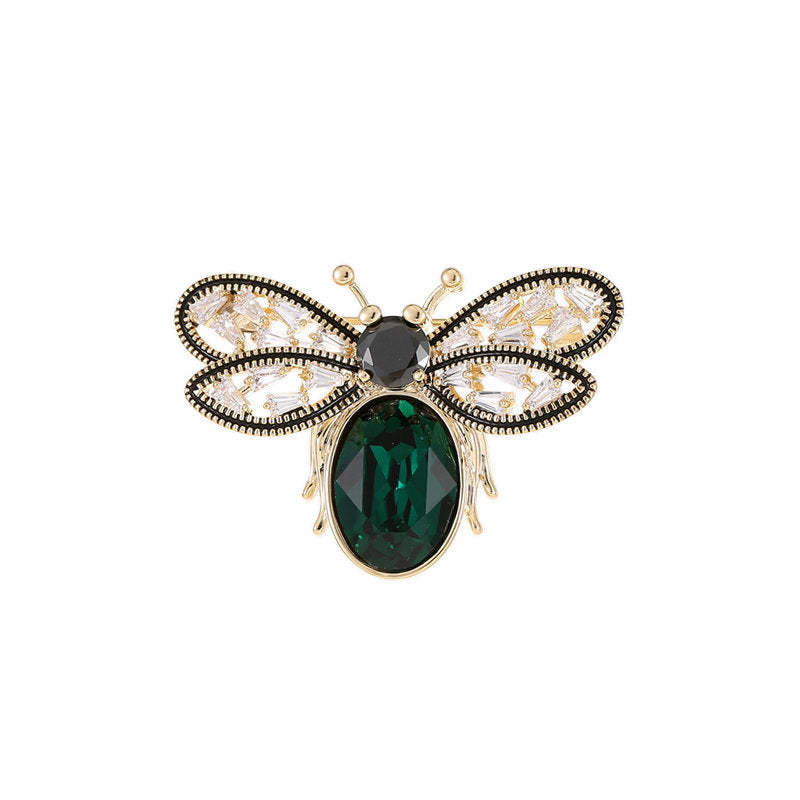 Bee anti-exposure buckle crystal zircon inlaid niche high-end corsage cardigan suit brooch clothing wholesale-Mix MIx Style