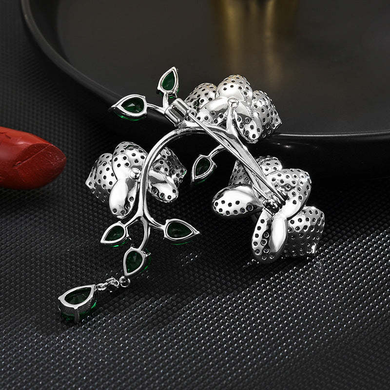 Butterfly orchid tassel brooch female light luxury natural pearl fashion versatile suit pin elegant luxury gift-Mix MIx Style