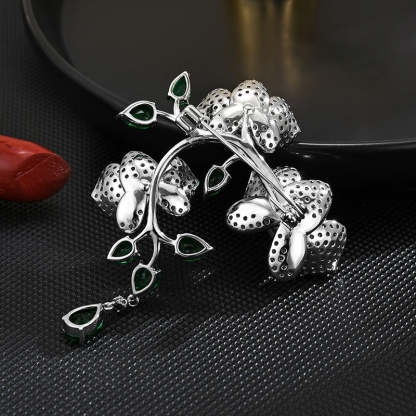 Butterfly orchid tassel brooch female light luxury natural pearl fashion versatile suit pin elegant luxury gift-Mix MIx Style