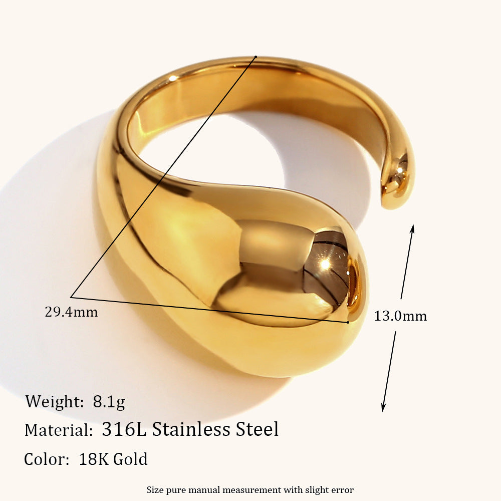 Retro Classic Minimalist Solid Open Elegant 18k Vermeil Gold Plated Adjustable Ring Jewelry | Mix Mix Style-Mix MIx Style
