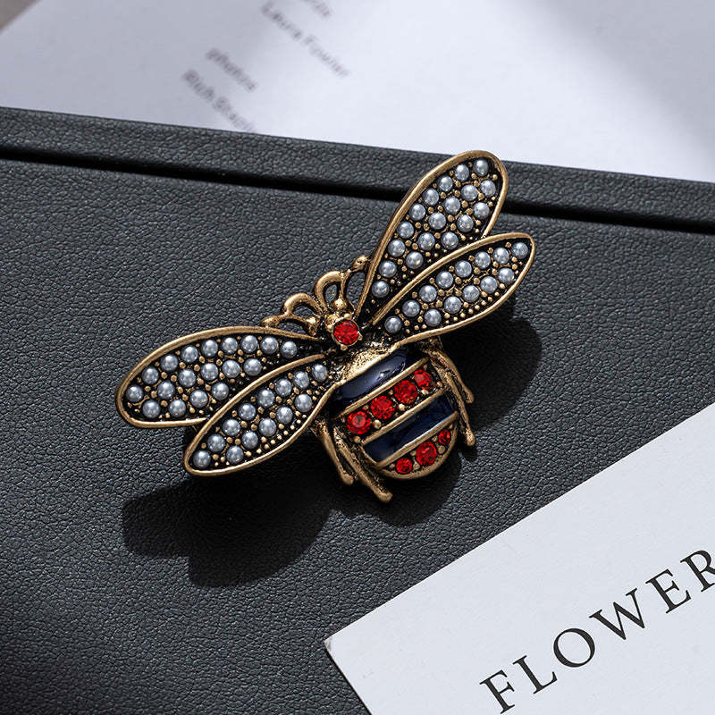 Retro little bee vintage brooch for women high-end personality old brooch niche atmosphere vintage accessories trend-Mix MIx Style