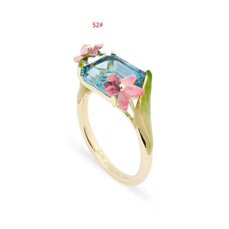 Pink and purple Flowers RadiMoissanite Diamond 18k White/Vermeil Gold 