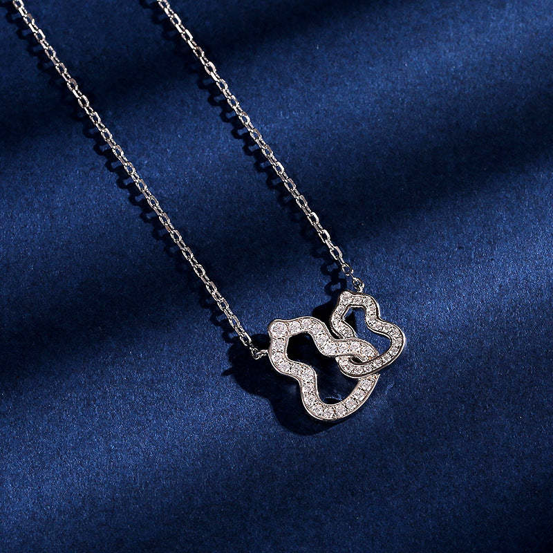 2020 autumn and winter new product S925 silver double gourd necklace micro-inlaid gold-plated hollow style sweet temperament women's clavicle chain-Mix MIx Style