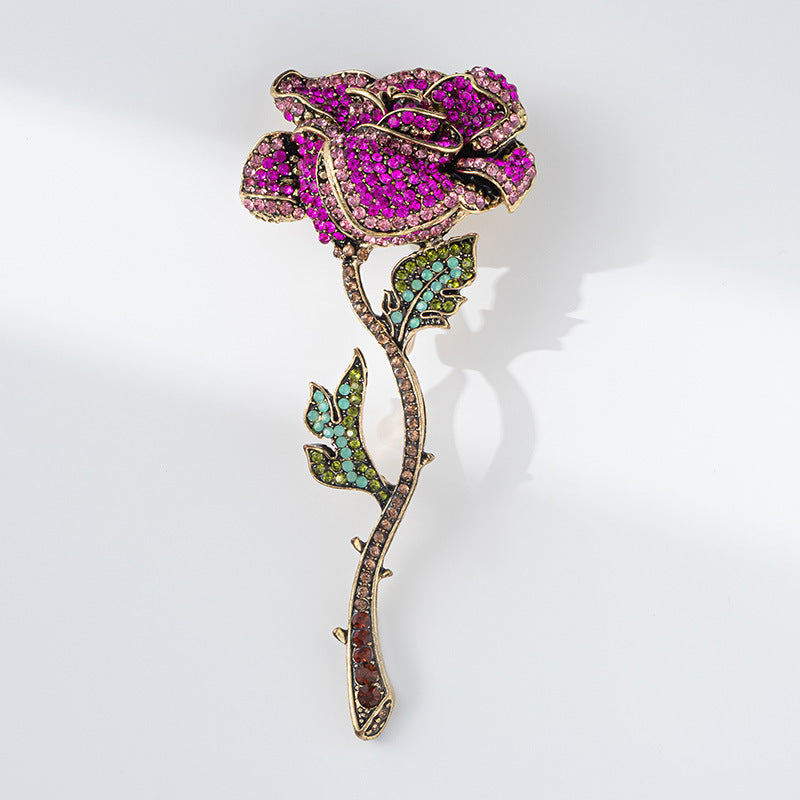 Xiliang Concubine Retro High-end Super Large Full Diamond Crystal Rose Brooch Luxury Heavy Industry Foreign Trade Wholesale Hot Selling-Mix MIx Style