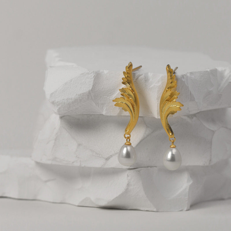 Irregular Timeless White Akoya Pearl Elegant 18k White/Vermeil Gold Plated Drop Earrings | Mix Mix Style-Mix MIx Style