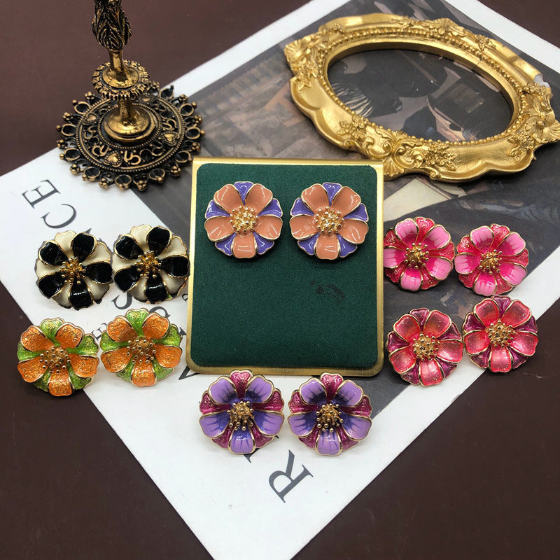 Purple - Pink - Orange Trendy  Summer Elegant 18k Vermeil Gold Plated Stud Earrings | Mix Mix Style-Mix MIx Style