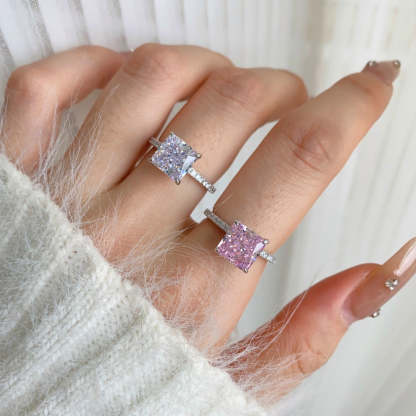 Elegant White Princess Cut Moissanite Diamond 3ct 18k White Gold Plated Engagement Ring | Mix Mix Style-Mix MIx Style