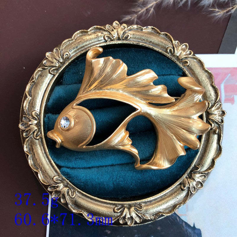 Retro palace style electroplated gold accessories, violin, plain gold, goldfish, diamond, birdcage, umbrella brooch-Mix MIx Style
