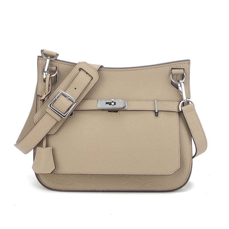 2024 new top layer cowhide gypsy bag genuine leather fashion underarm shoulder bag textured platinum Kelly bag-Mix MIx Style