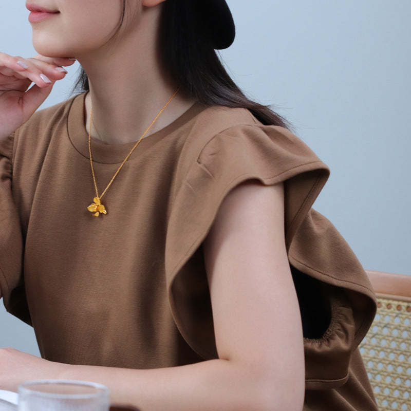 Flower Petals Vintage Pendant Luxury 18k White/Vermeil Gold Plated Necklace Jewelry | Mix Mix Style-Mix MIx Style