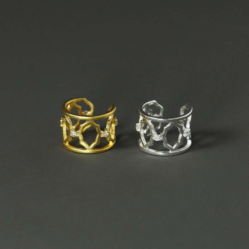 Looking for original Yuyin S925 sterling silver Suzhou Garden Begonia window lattice Chinese style and national trend ear bone clip without pierced ears-Mix MIx Style