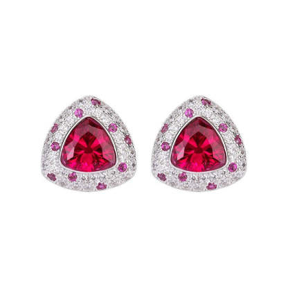 White & Pink Triangle Moissanite Diamonds 2ct Elegant 18k White Gold Plated Stud Earrings | Mix Mix Style-Mix MIx Style