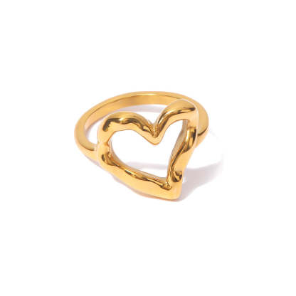 French ring female design niche ins blogger same style hammer pattern love light luxury titanium steel gold-plated non-fading ring-Mix MIx Style