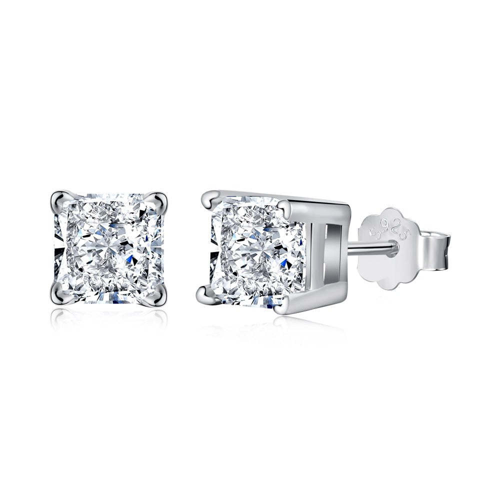 White Classic Timeless Princess Cut Moissanite Diamond Dainty 18k Whit