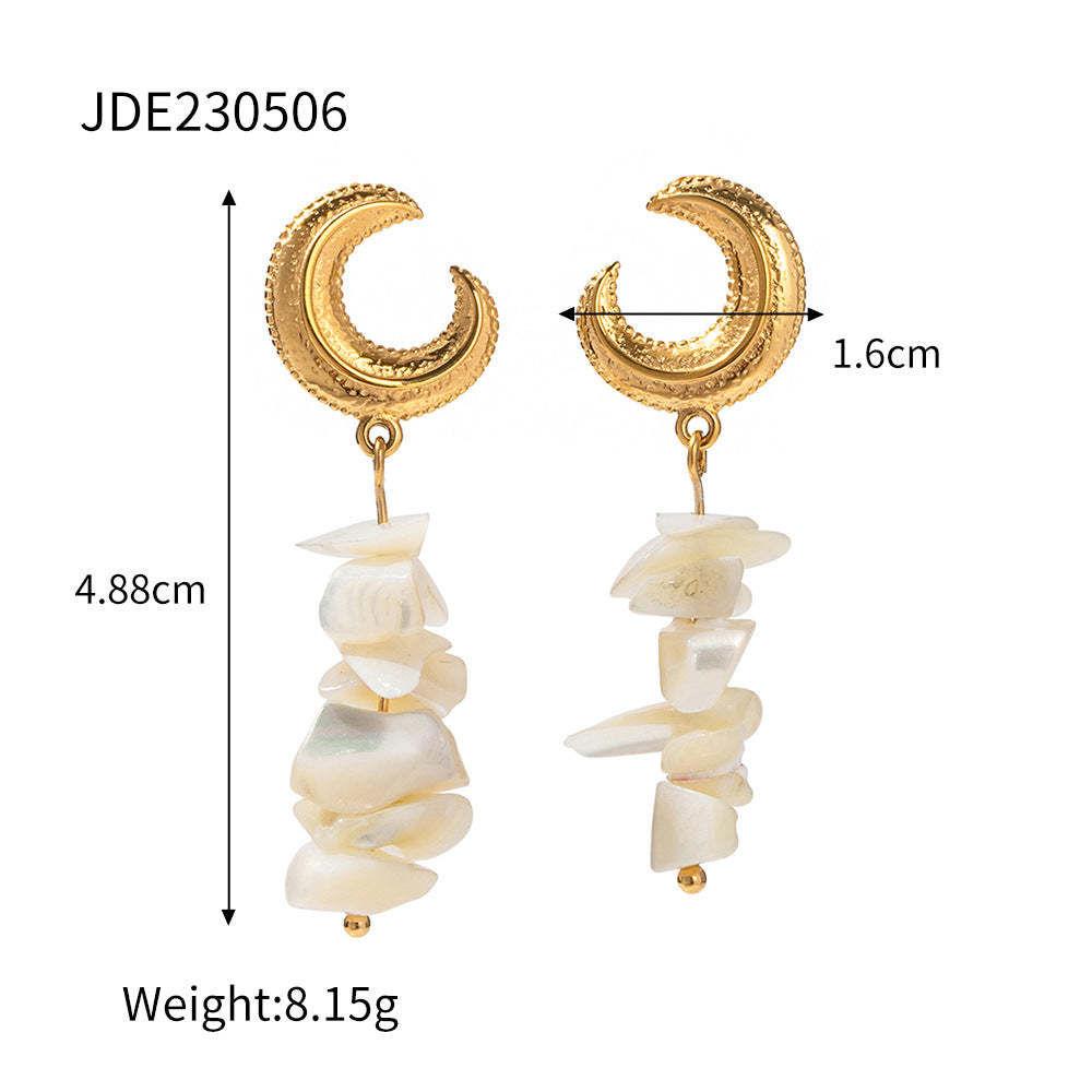 Timeless Moon White Irregular Gemstones Elegant 18k Vermeil Gold Plated Drop Earrings | Mix Mix Style-Mix MIx Style