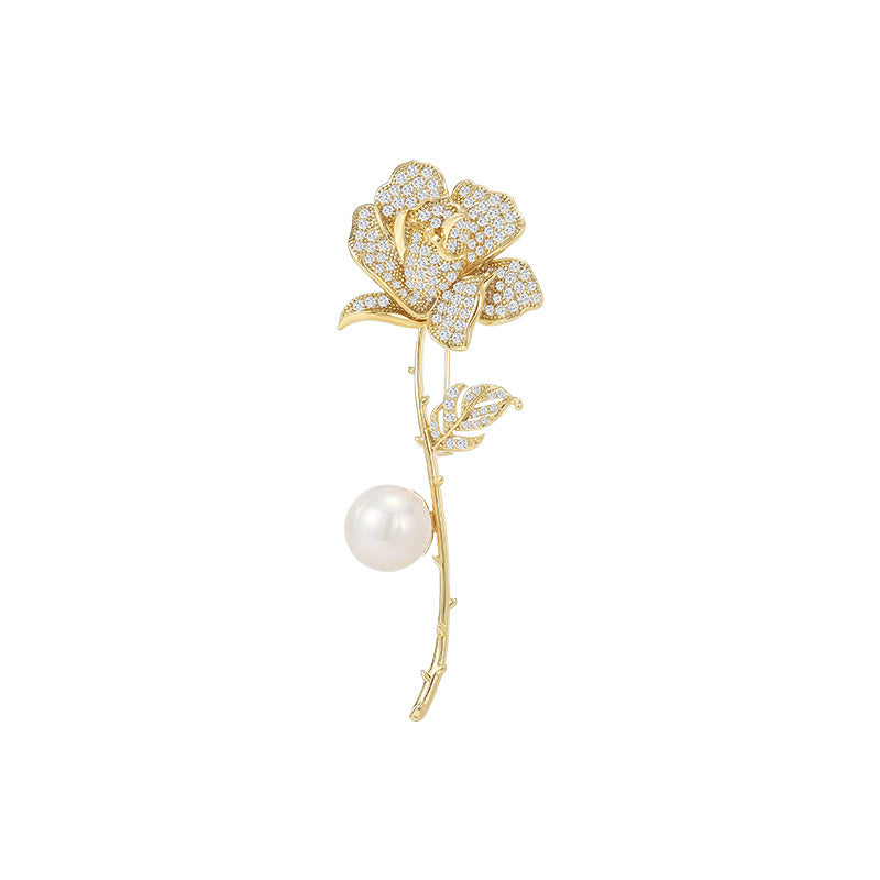 Rose brooch 2023 new trendy high-end exquisite pearl women's brooch suit accessories coat suit corsage-Mix MIx Style