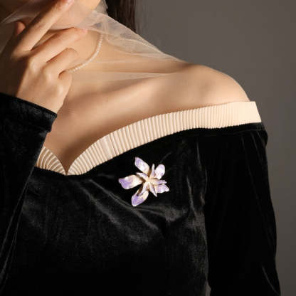 Xiliang Concubine Fashion Small Fresh Bauhinia Brooch Oil Painting Orchid Pin Shirt T-shirt Accessories Corsage-Mix MIx Style