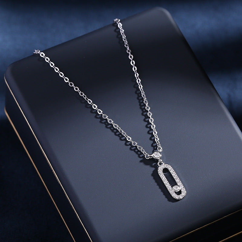 Korean version of the simple and super fairy fresh temperament zircon inlaid hollow geometric earrings clavicle chain jewelry set-Mix MIx Style