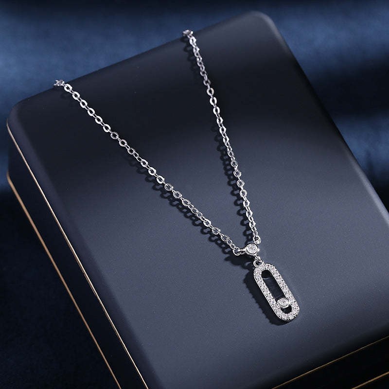 Korean version of the simple and super fairy fresh temperament zircon inlaid hollow geometric earrings clavicle chain jewelry set-Mix MIx Style