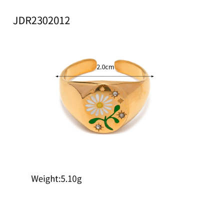 European and American ins style cross-border enamel painting high-grade amulet open ring does not fade trendy all-match ring-Mix MIx Style