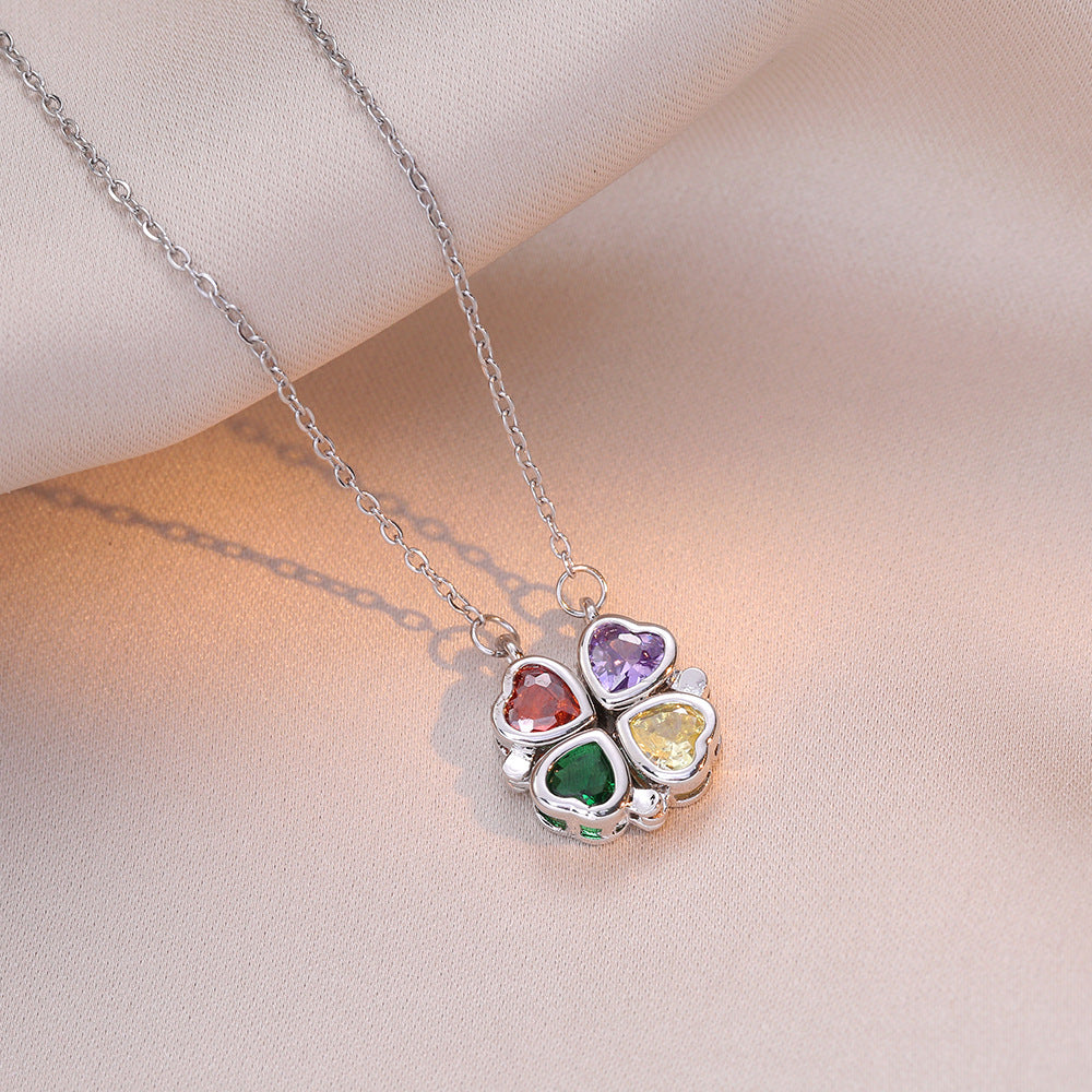 Colored gemstones necklace four-leaf flower necklace Mix Mix Style [Hot Seller]-Mix MIx Style